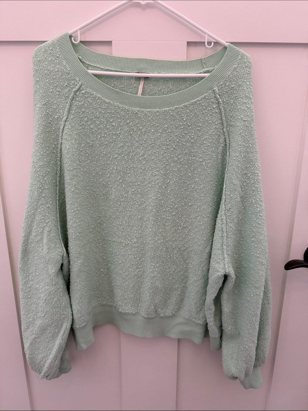 Free People Cozy Bouclé Mint Green Sweater size large